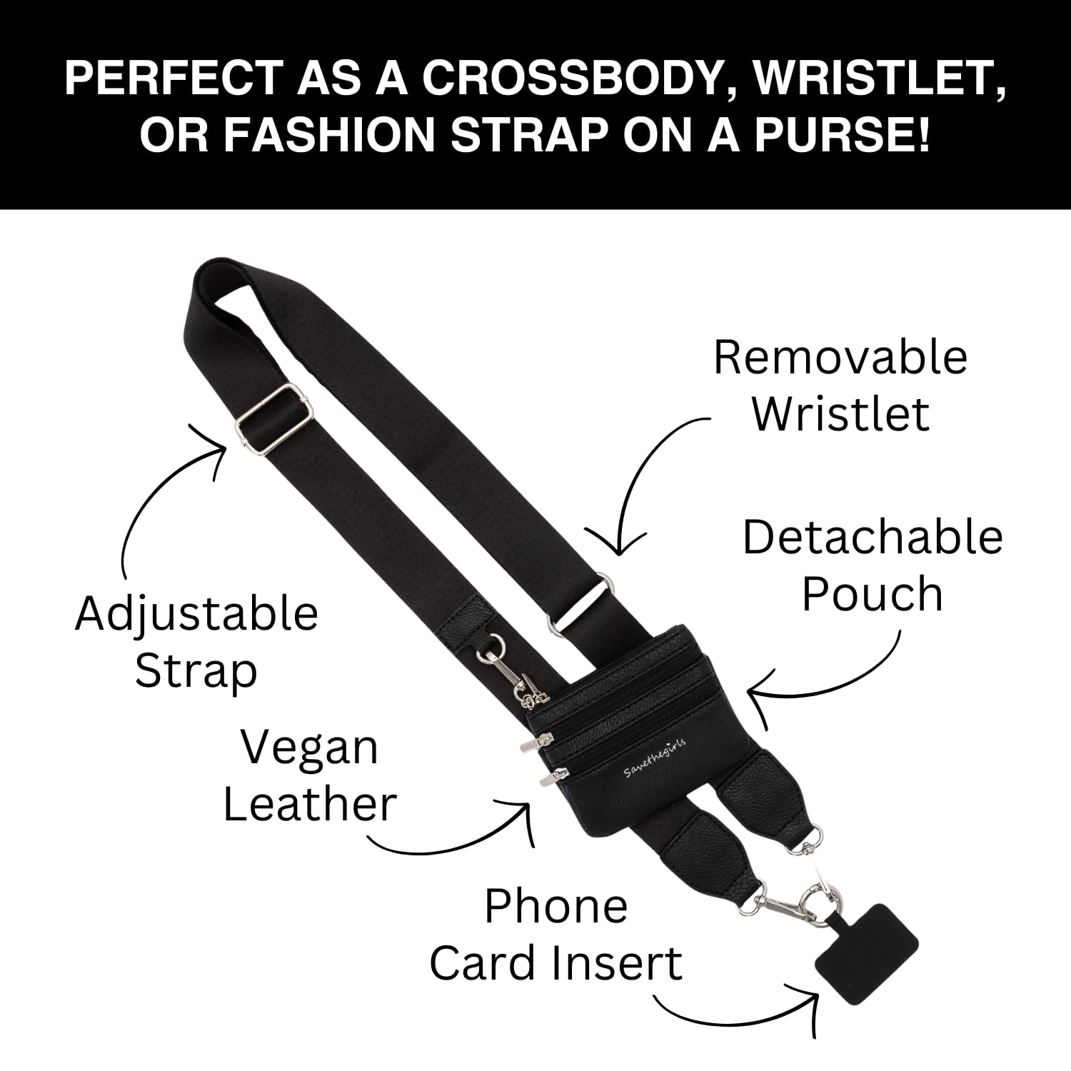 Amazon.com: Save the Girls Clip and Go Phone Strap Solid (Black